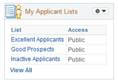 My Applicant Lists’ pagelet